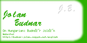 jolan budnar business card